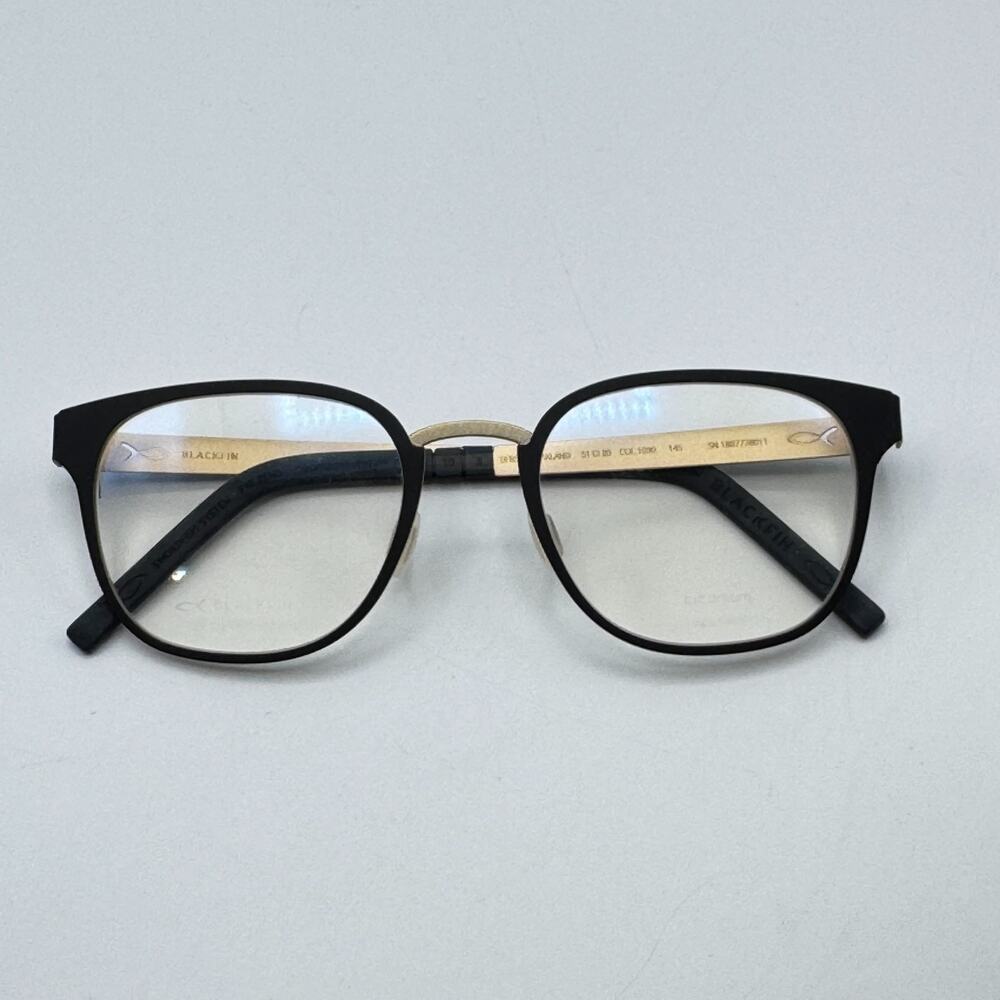 Blackfin Eyeglasses Frames Oakland BF855 Col. 1030 Black Gold 51-20-145 New